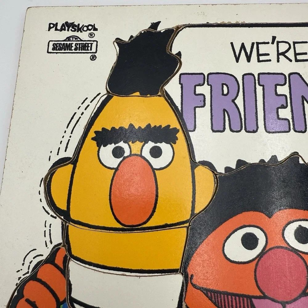 Vintage 1976 PLAYSKOOL Sesame Street Bert‎ & Ernie We're Friends Wood Puzzle 2-5
